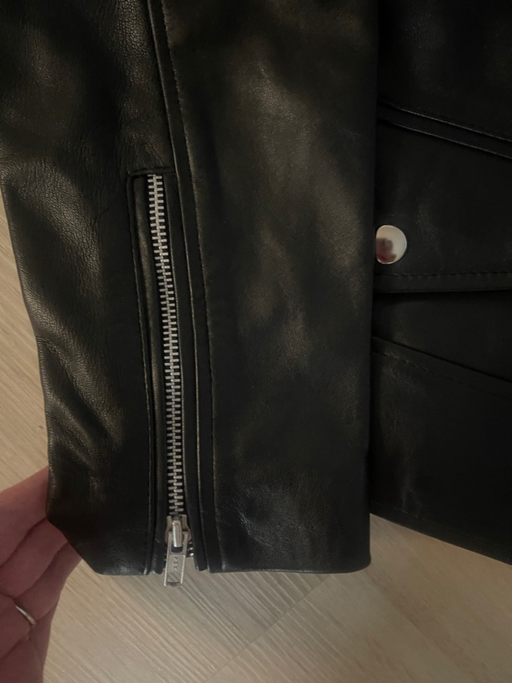 RL Leather Black Asymmetrical Moto Jacket - Picture 8 of 11